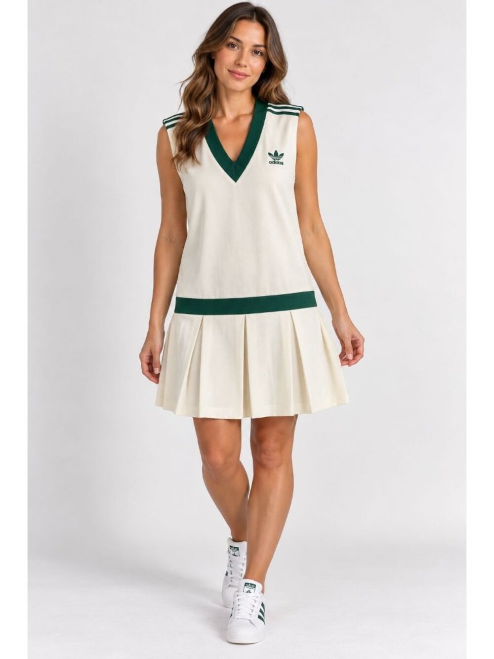 Adidas Originals Tennis Inspired dress size Medium Cream Green Tennis Preppy